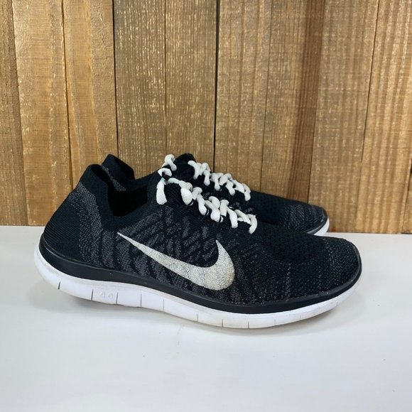 Nike Shoes - Nike Free 4.0 Flyknit Womens 6 Black White Athletic Running Shoes